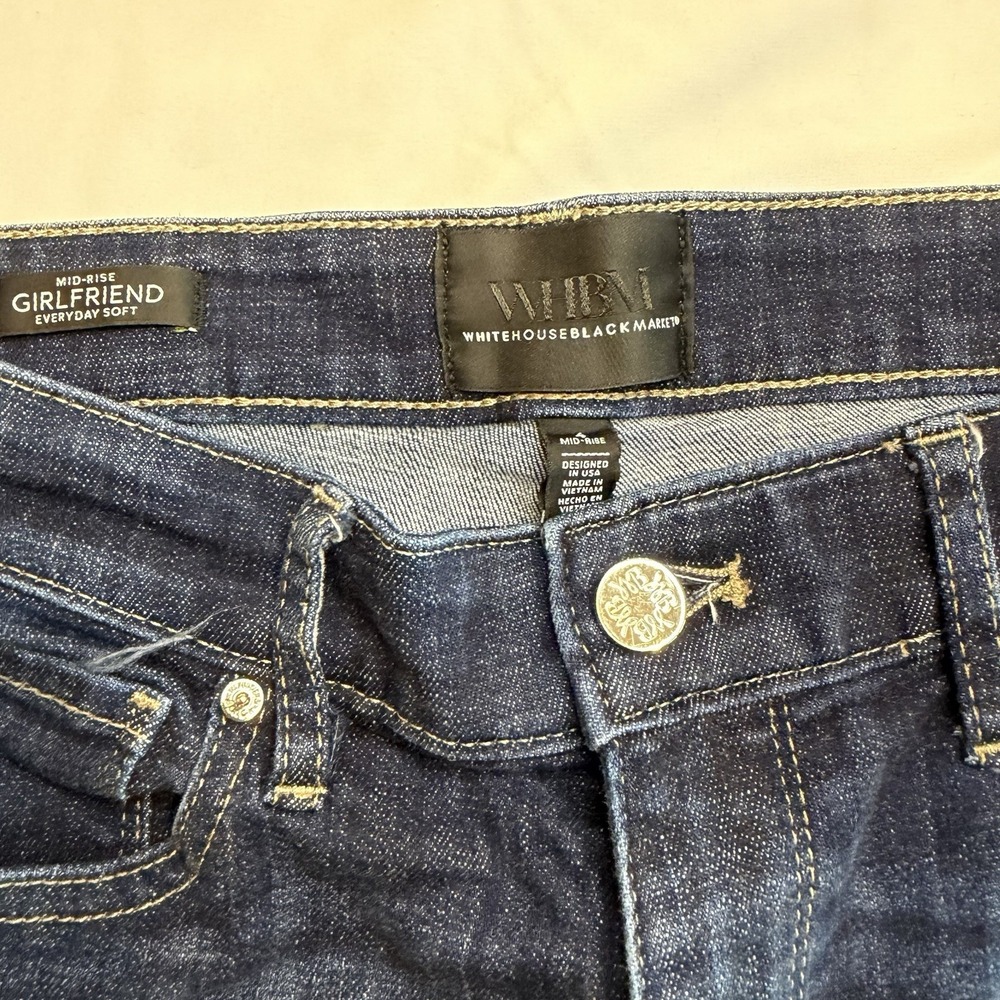 White House Black Market Girlfriend Jeans Blue Mid-Rise sz4 Cotton blend stretch - Picture 15 of 15